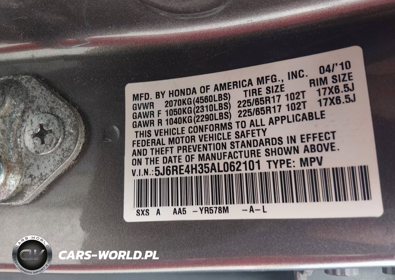 2010 Honda Cr-V Lx VIN:5J6RE4H35AL062101 - 9