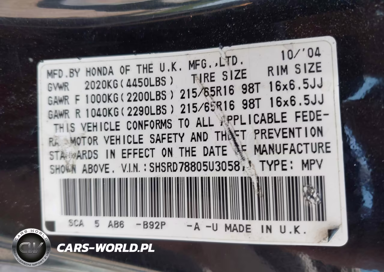 2005 Honda Cr-V Ex VIN:SHSRD78805U305871 - 9