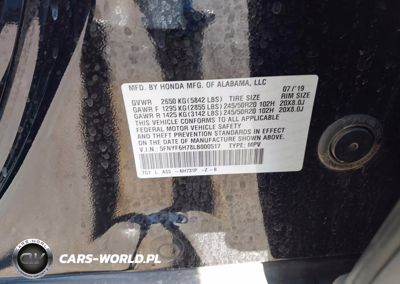 2020 Honda Pilot Awd Black Edition VIN:5FNYF6H78LB000517 - 9