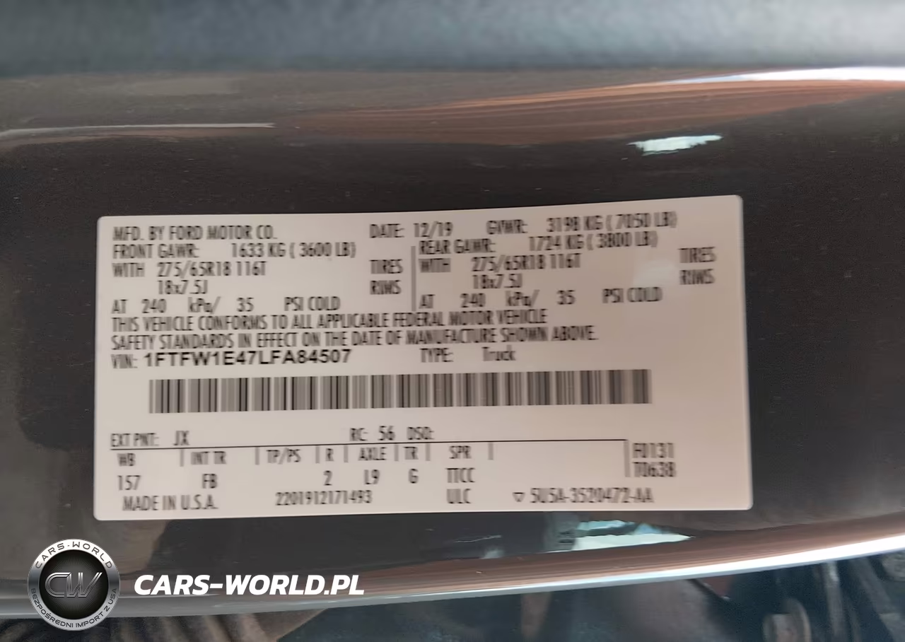 2020 Ford F-150 Xlt VIN:1FTFW1E47LFA84507 - 9