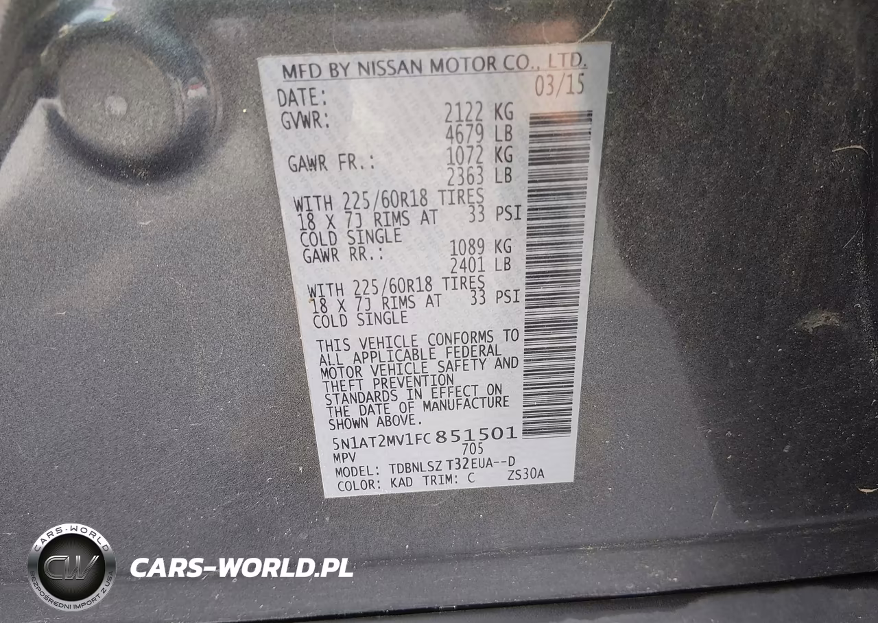 2015 Nissan Rogue Sl VIN:5N1AT2MV1FC851501 - 9