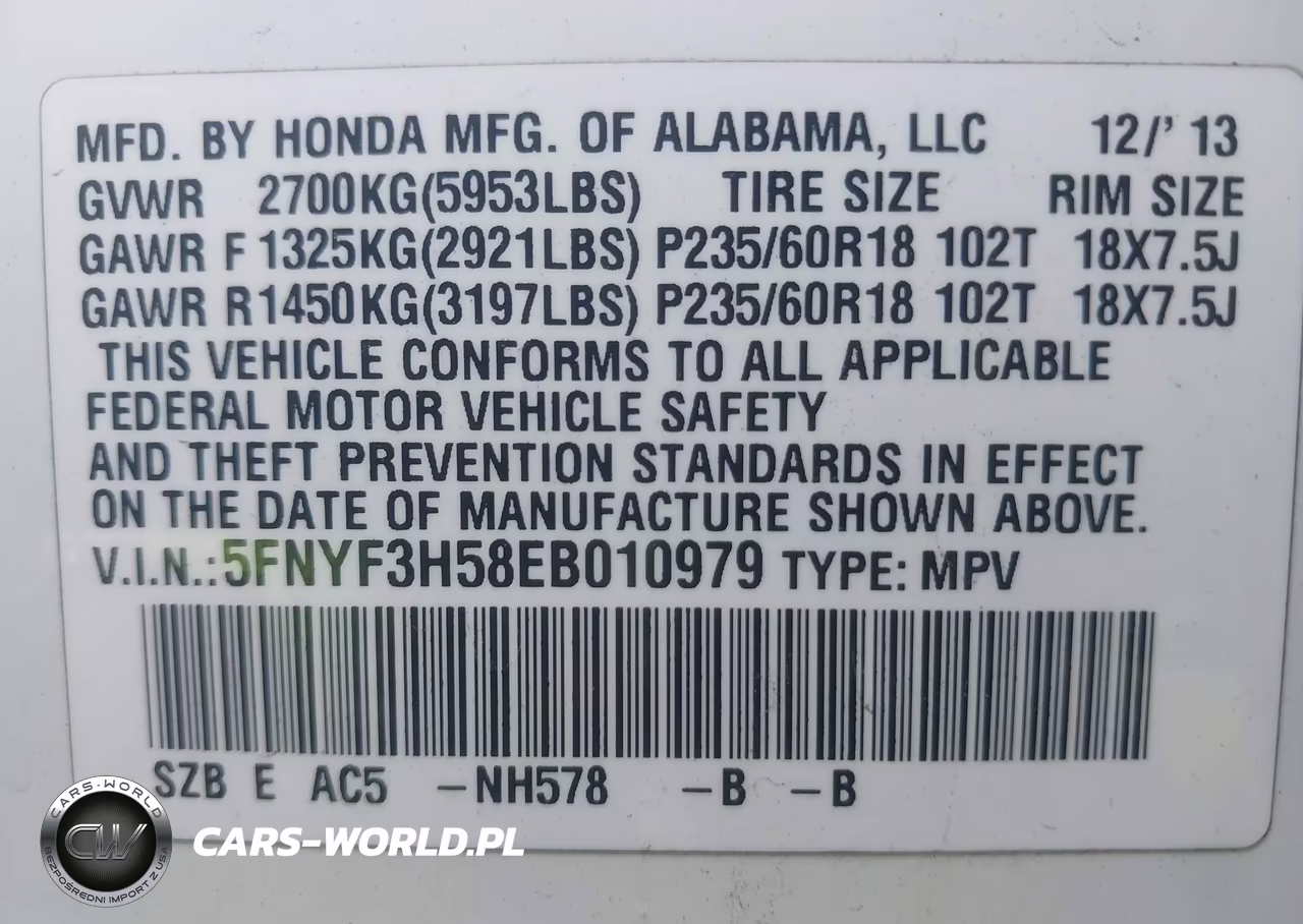 2014 Honda Pilot Ex-L VIN:5FNYF3H58EB010979 - 9