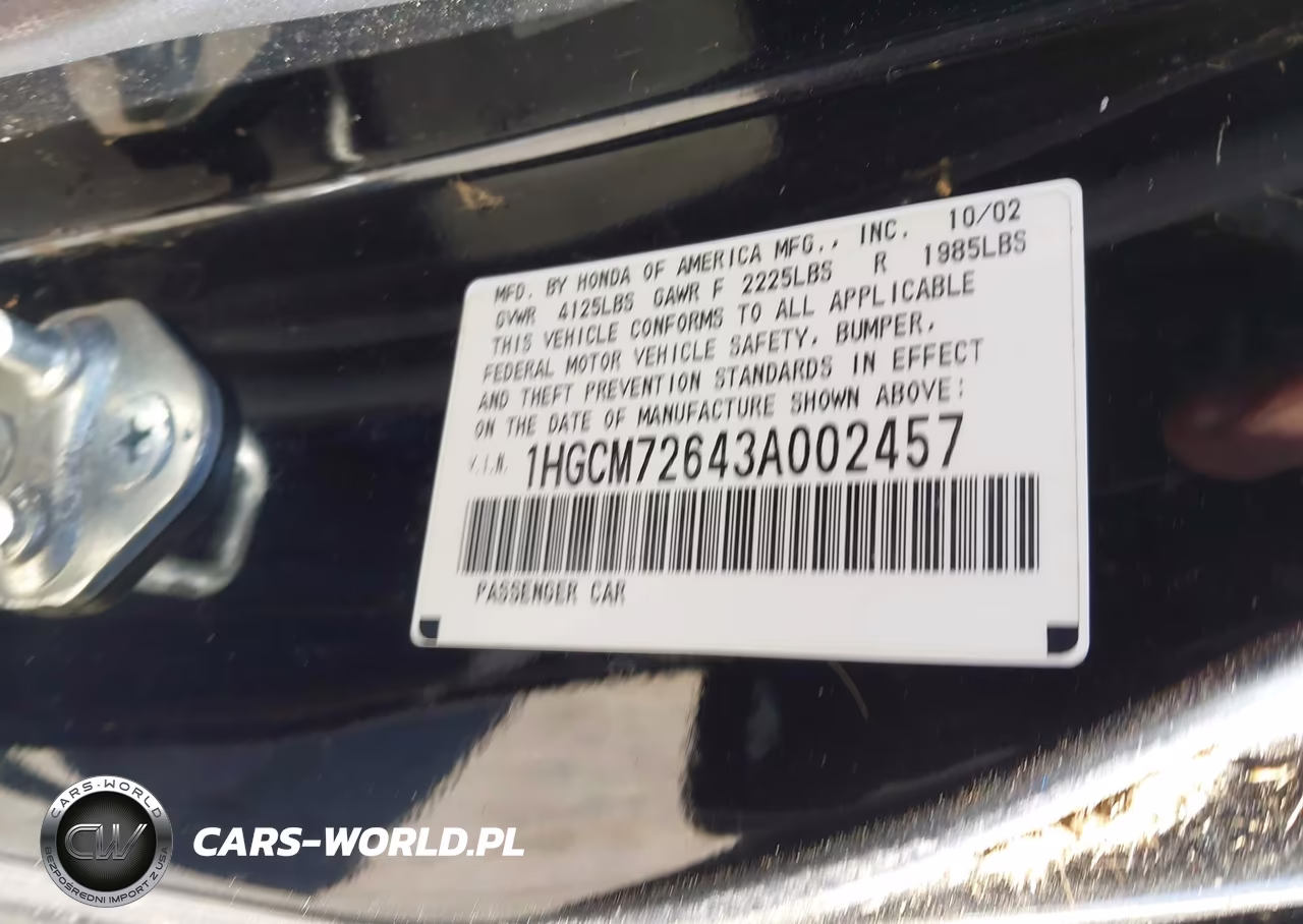 2003 Honda Accord Cpe Ex VIN:1HGCM72643A002457 - 9