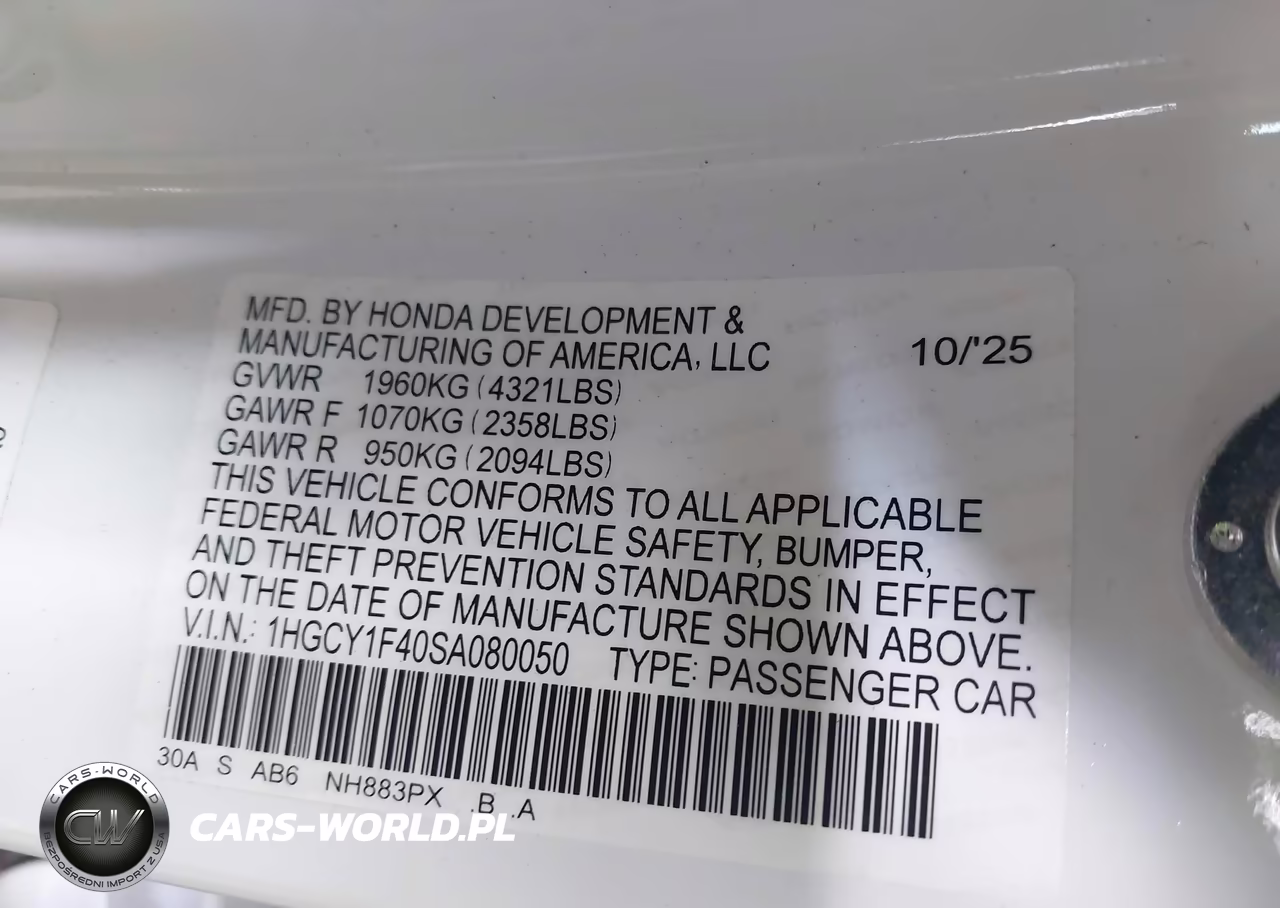 2025 Honda Accord Se VIN:1HGCY1F40SA080050 - 9