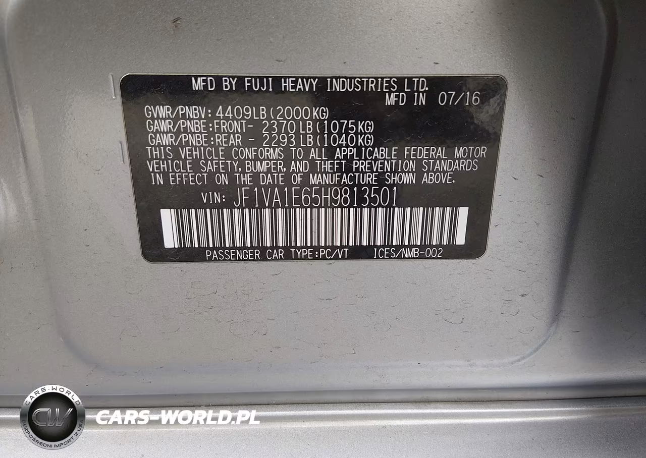 2017 Subaru Wrx Premium VIN:JF1VA1E65H9813501 - 9