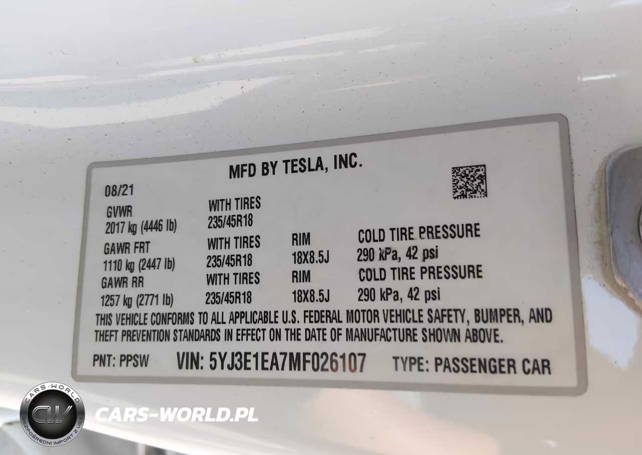 2021 Tesla Model 3 Standard Range Plus Rear-Wheel Drive VIN:5YJ3E1EA7MF026107 - 9