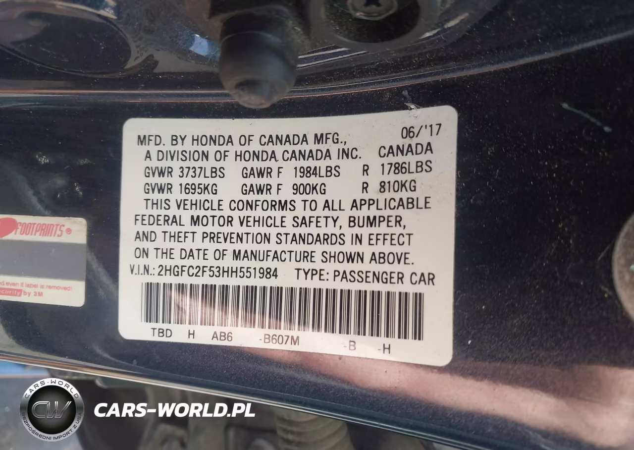 2017 Honda Civic Lx VIN:2HGFC2F53HH551984 - 9
