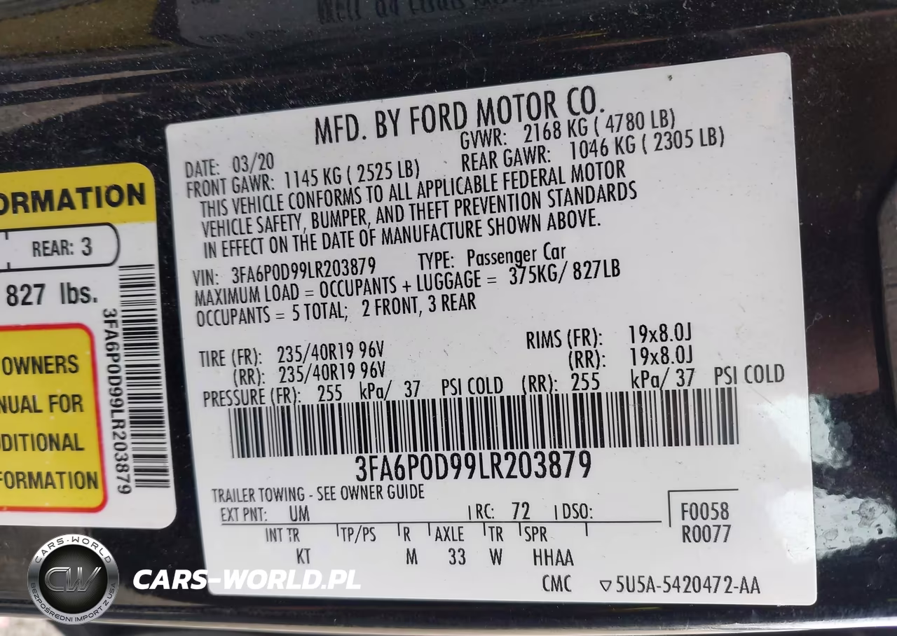 2020 Ford Fusion Titanium VIN:3FA6P0D99LR203879 - 9