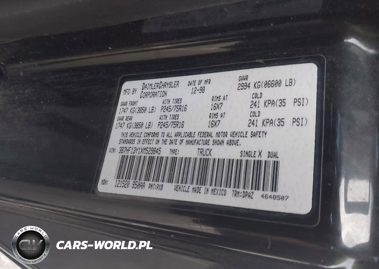 1999 Dodge Ram 1500 St VIN:3B7HF13Y1XM529845 - 9
