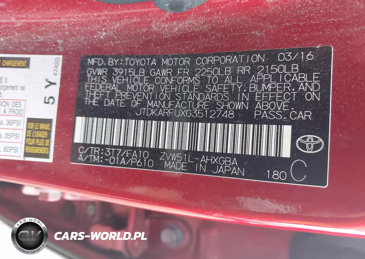 2016 Toyota Prius Three VIN:JTDKARFUXG3512748 - 9