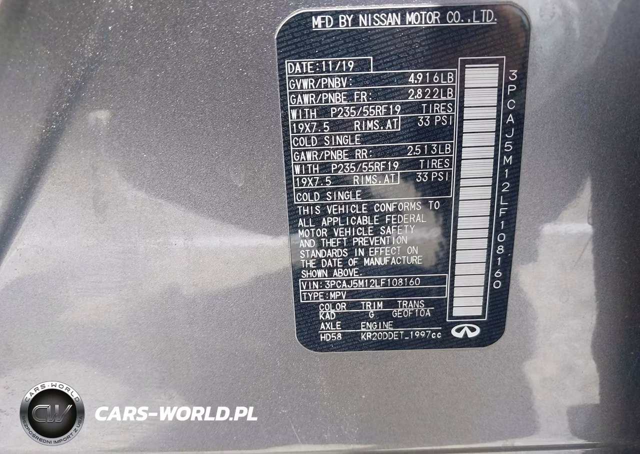 2020 Infiniti Qx50 Essential VIN:3PCAJ5M12LF108160 - 9