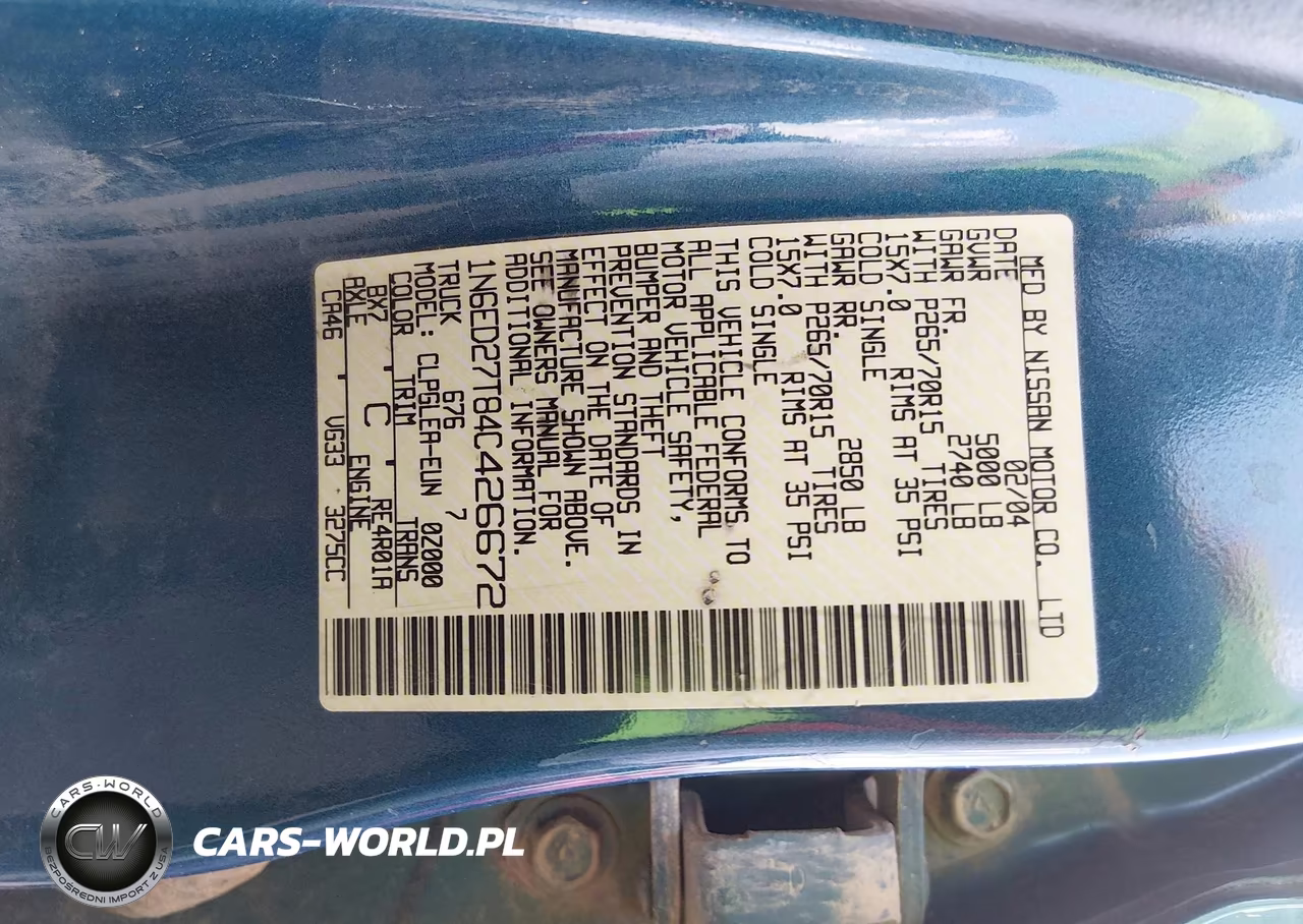 2004 Nissan Frontier Xe-V6 VIN:1N6ED27T84C426672 - 9