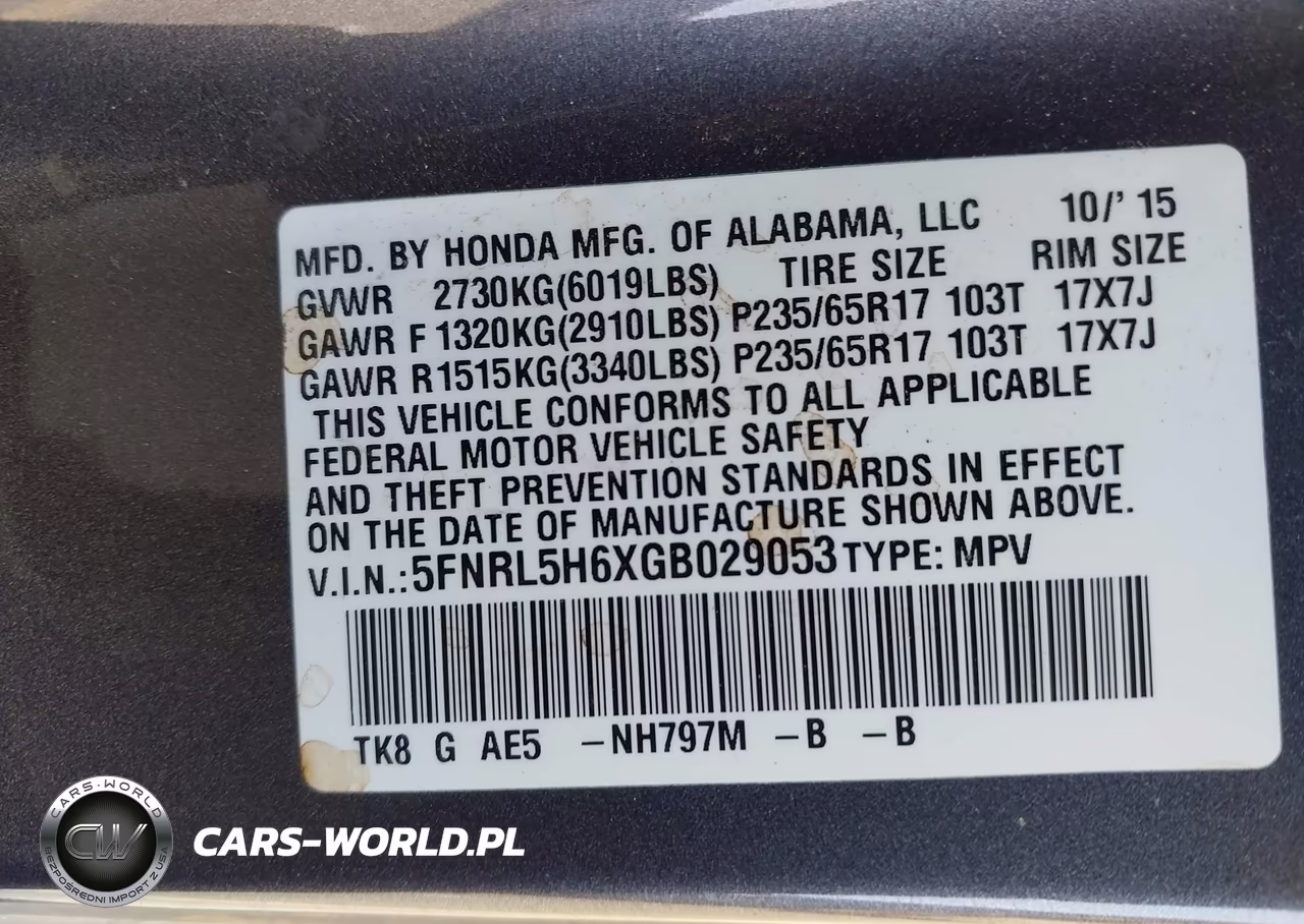 2016 Honda Odyssey Ex-L VIN:5FNRL5H6XGB029053 - 9