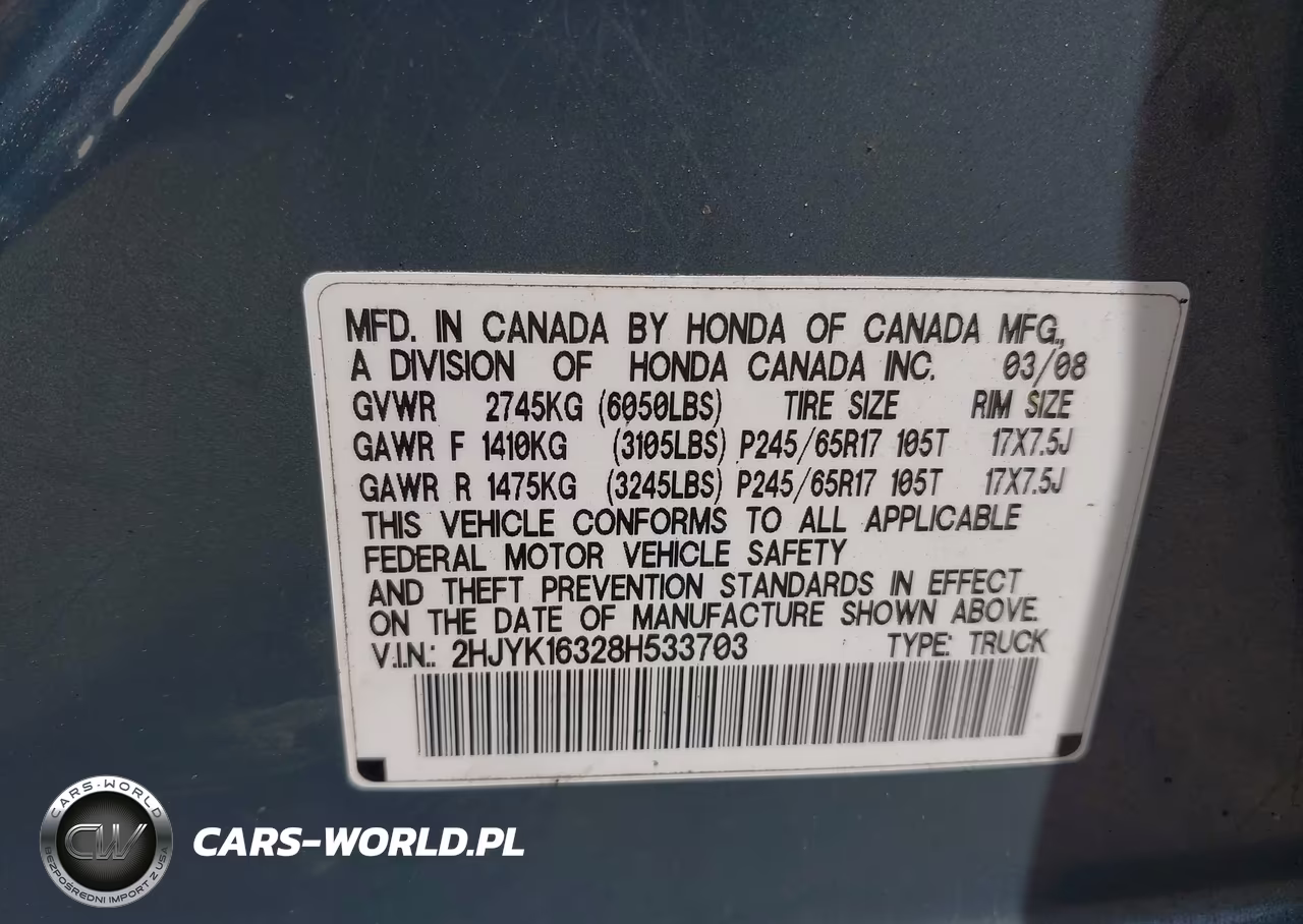 2008 Honda Ridgeline Rtx VIN:2HJYK16328H533703 - 9