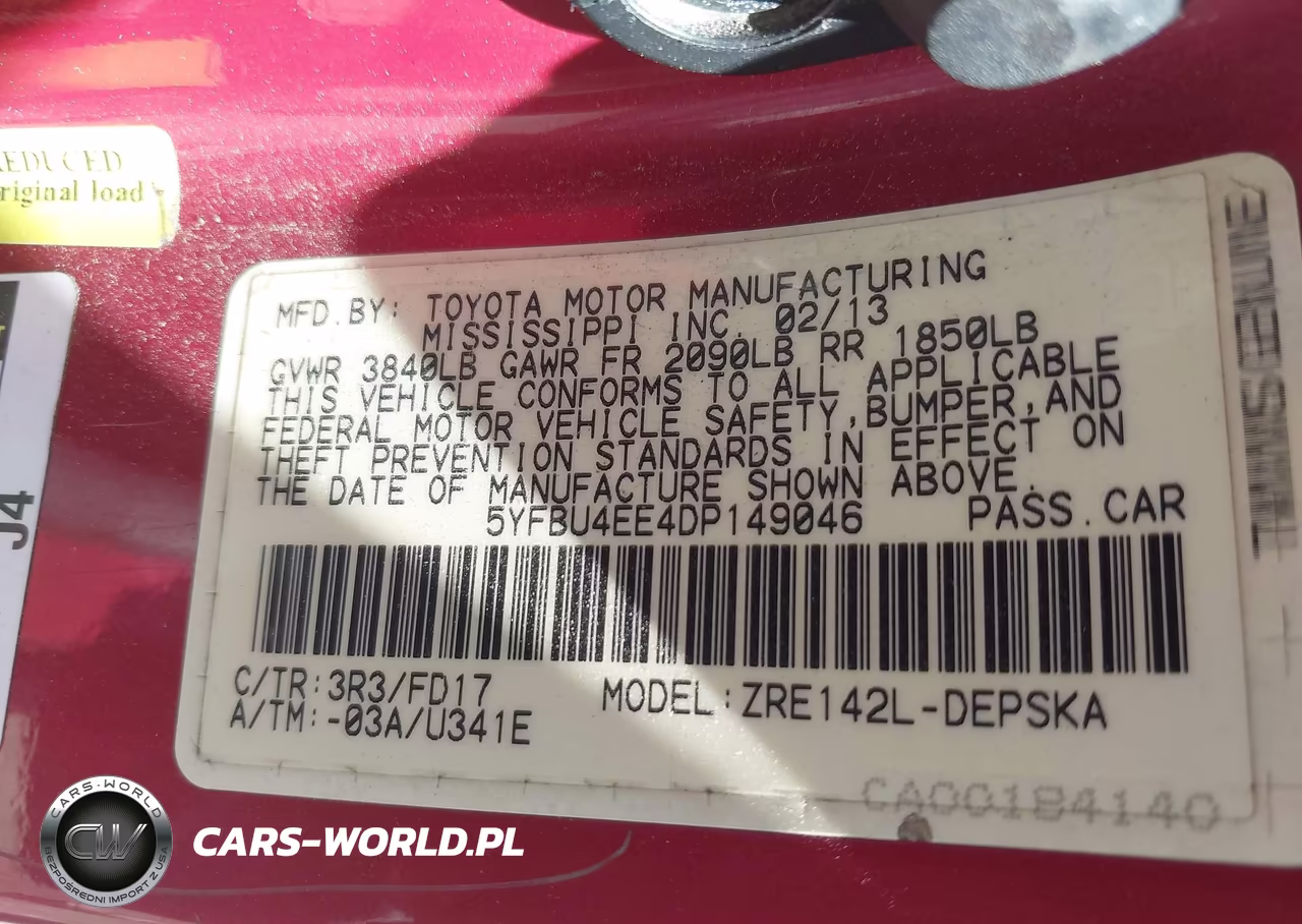 2013 Toyota Corolla S VIN:5YFBU4EE4DP149046 - 9