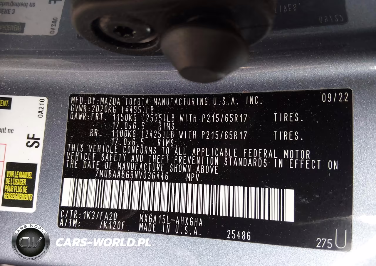 2022 Toyota Corolla Cross Le VIN:7MUBAABG9NV036446 - 9