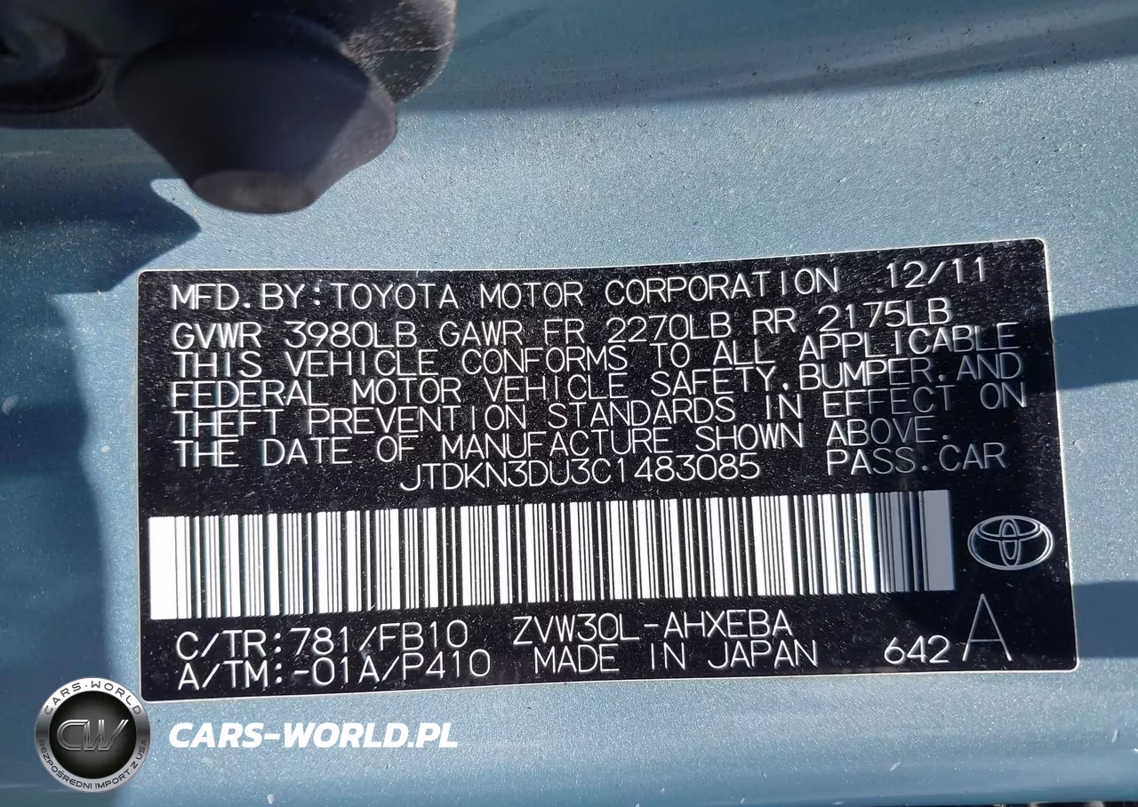 2012 Toyota Prius Three VIN:JTDKN3DU3C1483085 - 9