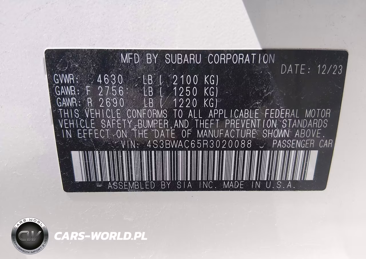 2024 Subaru Legacy Premium VIN:4S3BWAC65R3020088 - 9