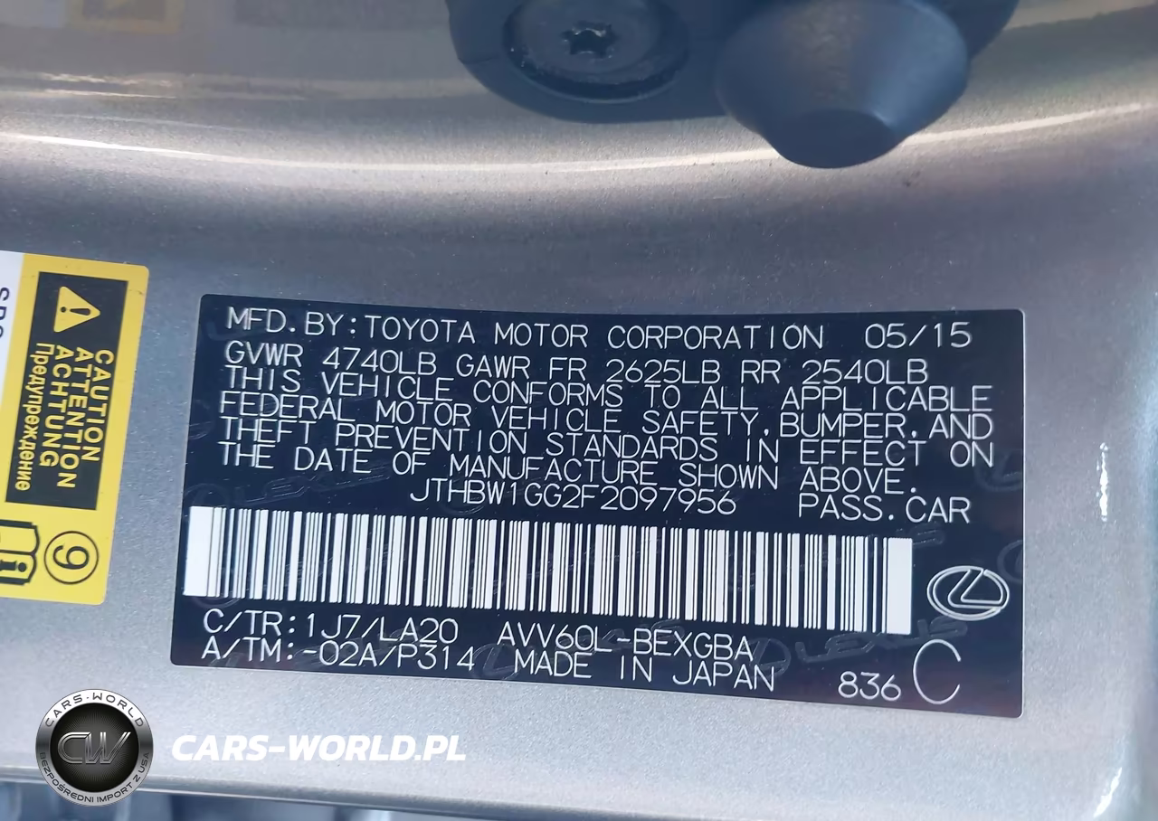 2015 Lexus Es 300H VIN:JTHBW1GG2F2097956 - 9