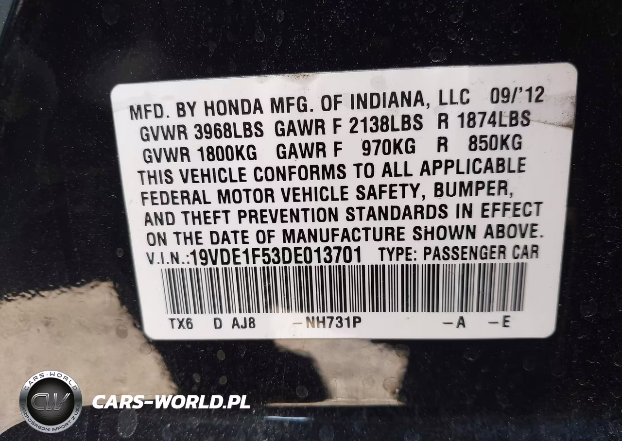 2013 Acura Ilx 2.0L VIN:19VDE1F53DE013701 - 9