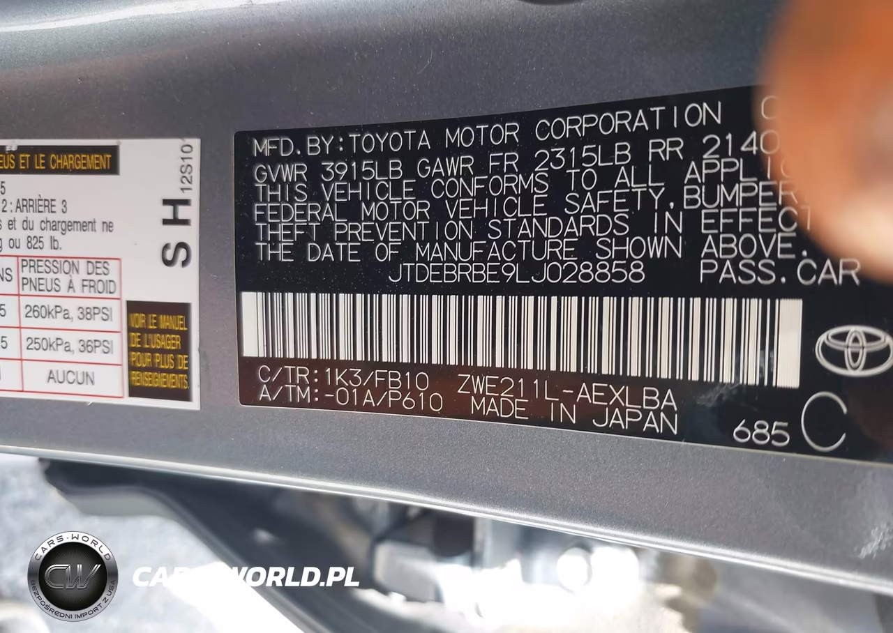 2020 Toyota Corolla Hybrid Le VIN:JTDEBRBE9LJ028858 - 9