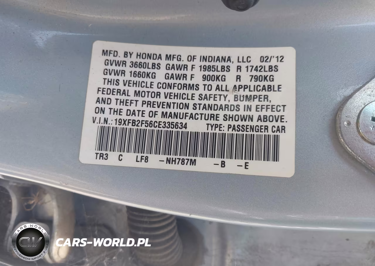 2012 Honda Civic Lx VIN:19XFB2F56CE335634 - 9
