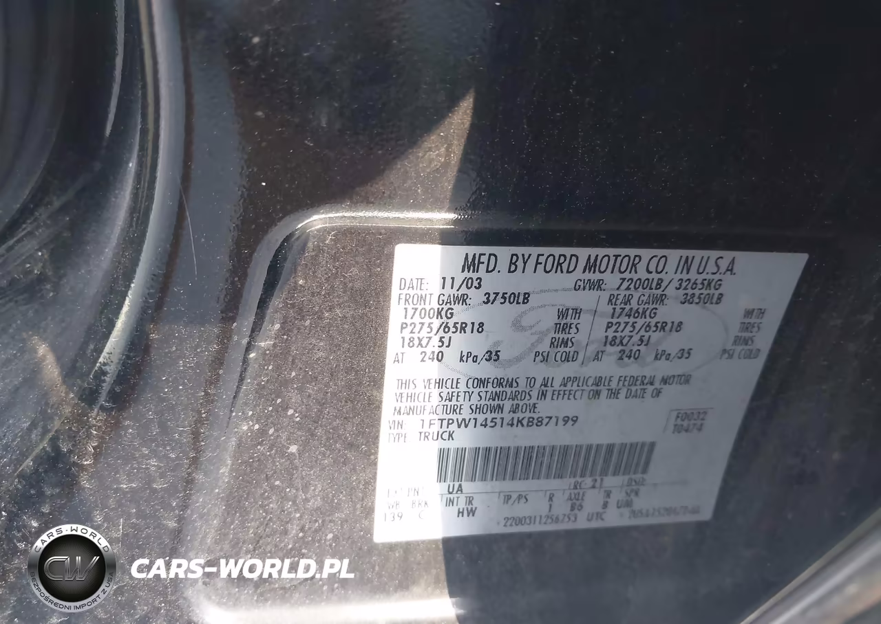 2004 Ford F-150 Fx4-Lariat-Xlt VIN:1FTPW14514KB87199 - 9