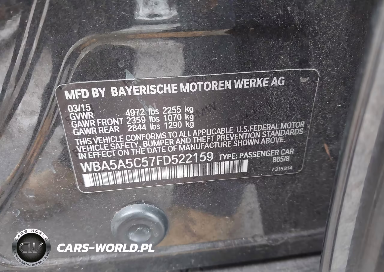 2015 BMW 528I VIN:WBA5A5C57FD522159 - 9