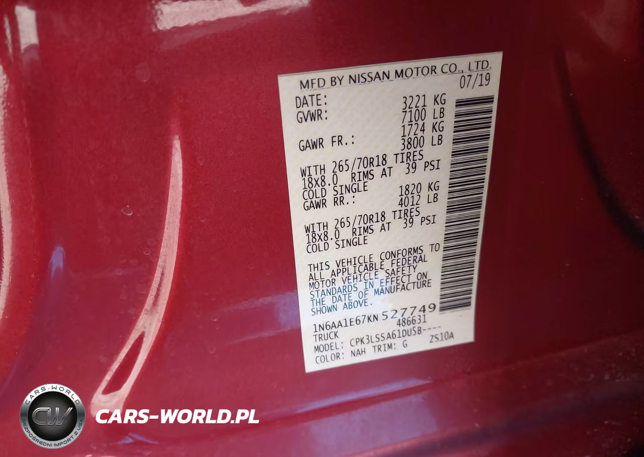 2019 Nissan Titan Sv VIN:1N6AA1E67KN527749 - 9