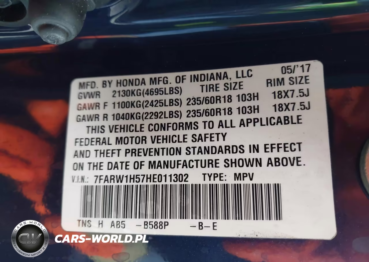 2017 Honda Cr-V Ex VIN:7FARW1H57HE011302 - 9