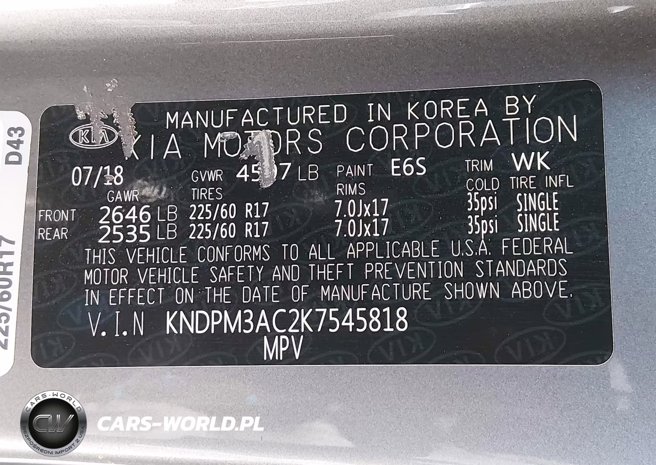 2019 Kia Sportage Lx VIN:KNDPM3AC2K7545818 - 9