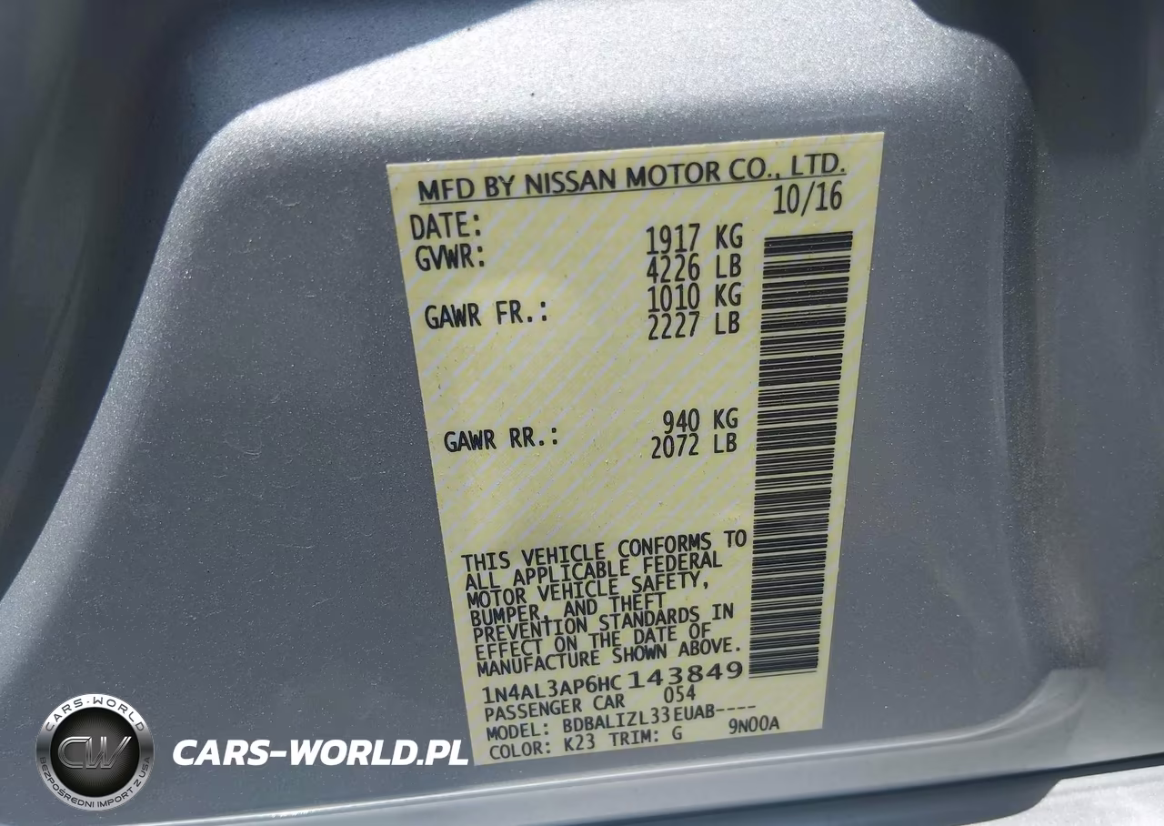 2017 Nissan Altima 2.5 Sv VIN:1N4AL3AP6HC143849 - 9