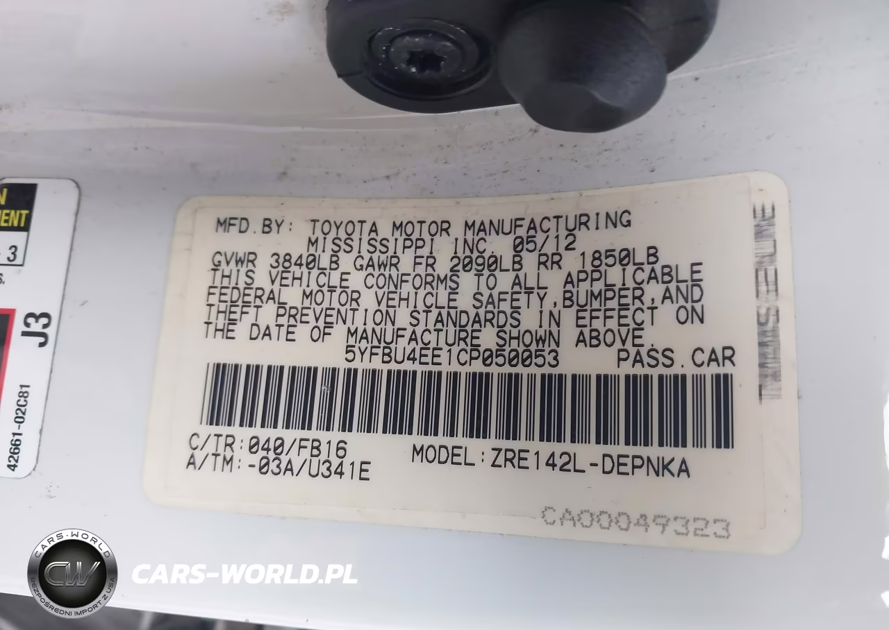2012 Toyota Corolla Le VIN:5YFBU4EE1CP050053 - 9