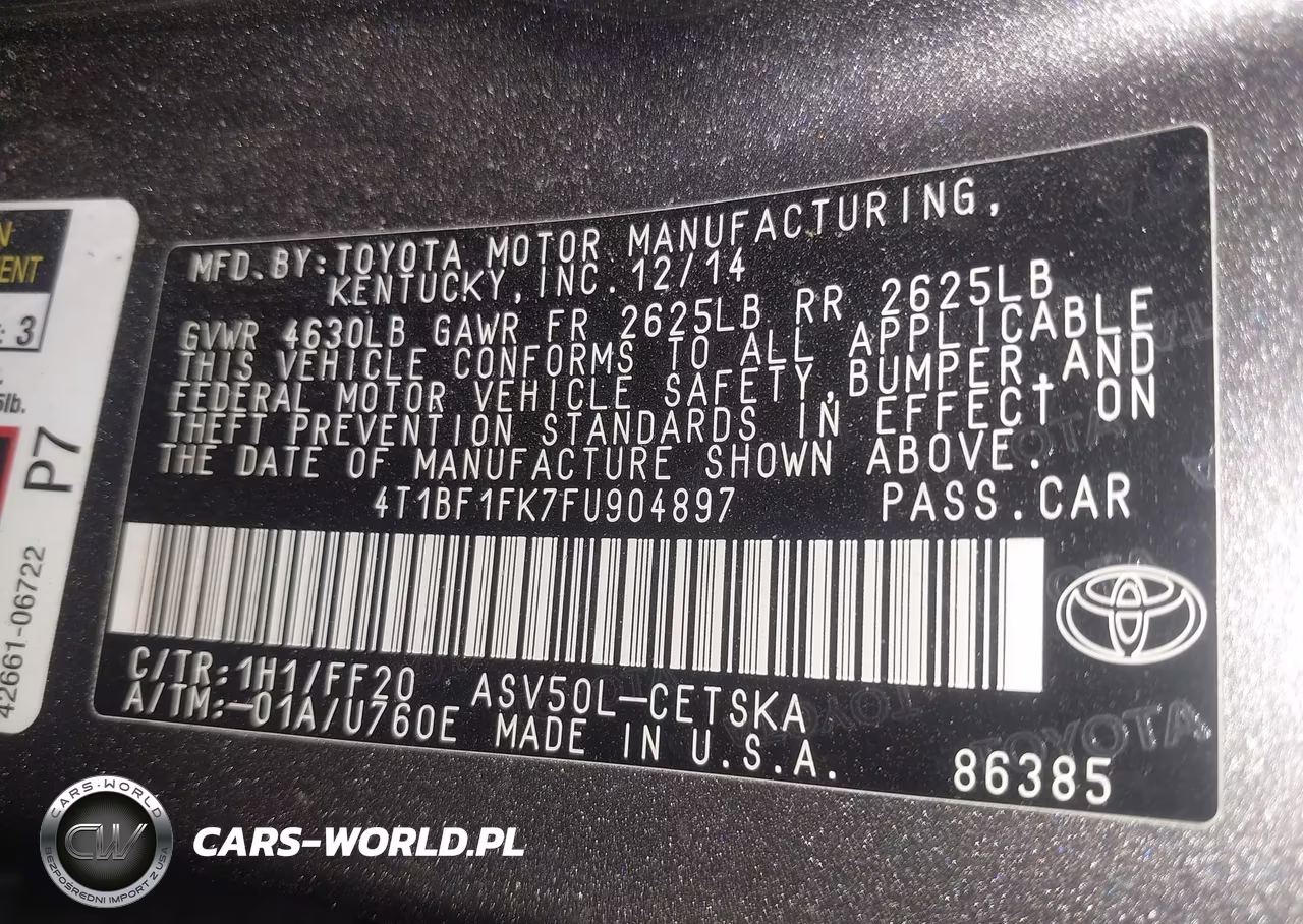 2015 Toyota Camry Se VIN:4T1BF1FK7FU904897 - 9