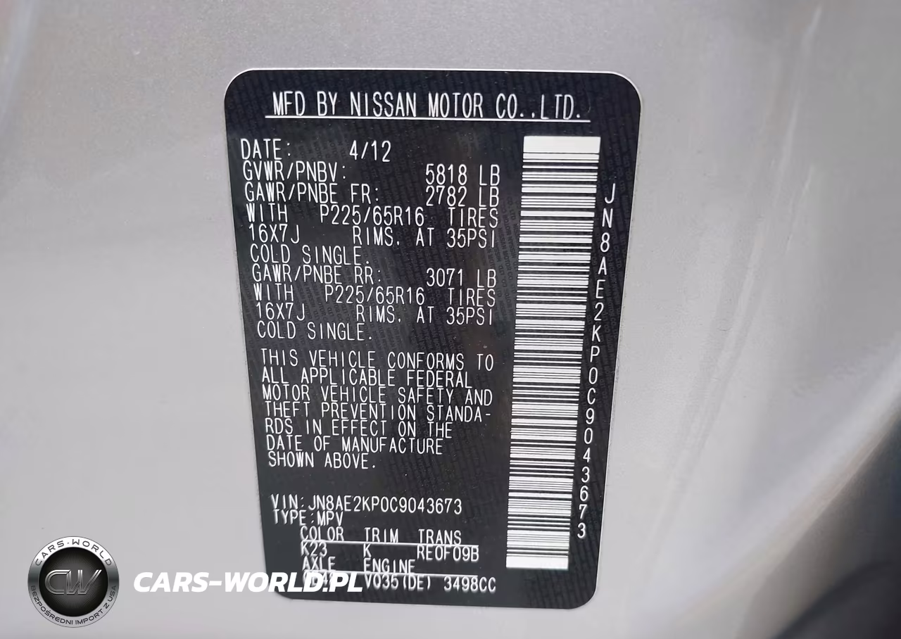2012 Nissan Quest Sv VIN:JN8AE2KP0C9043673 - 9