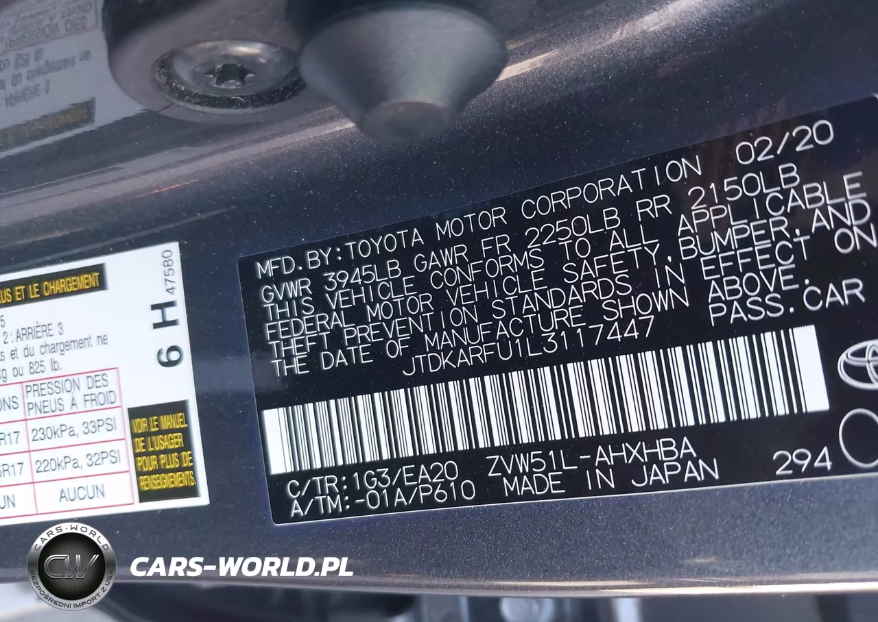 2020 Toyota Prius Xle VIN:JTDKARFU1L3117447 - 9