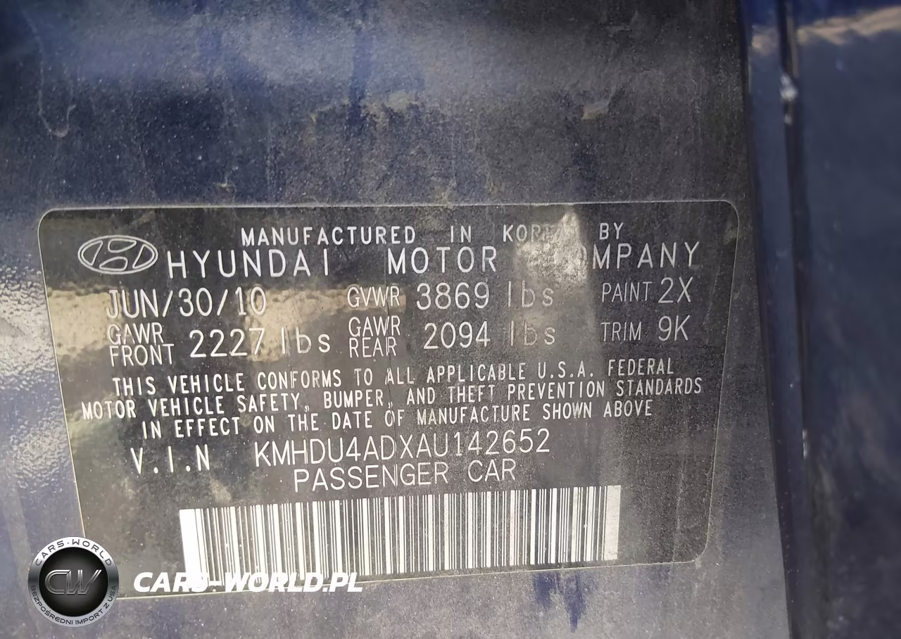 2010 Hyundai Elantra Gls VIN:KMHDU4ADXAU142652 - 9