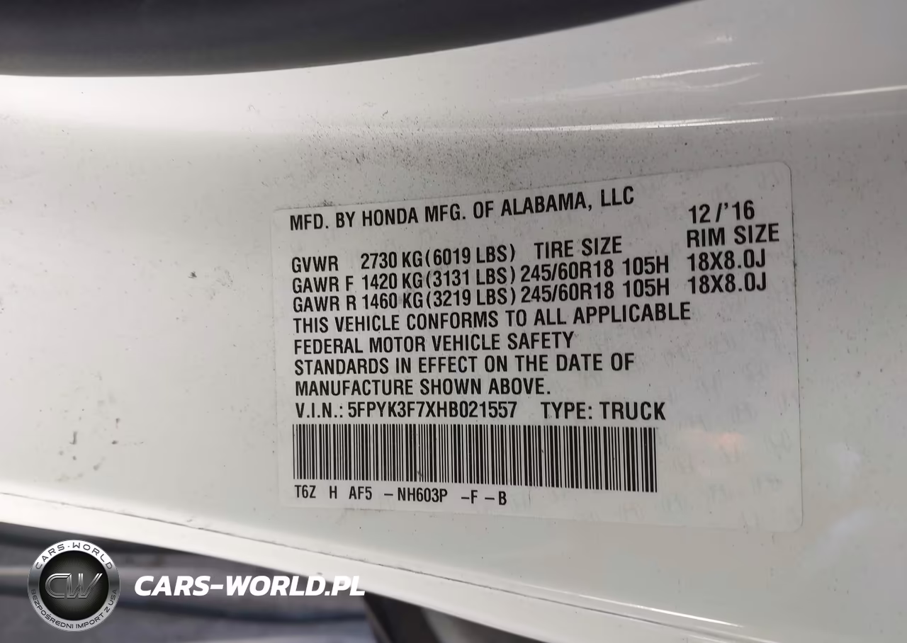 2017 Honda Ridgeline Rtl-E VIN:5FPYK3F7XHB021557 - 9