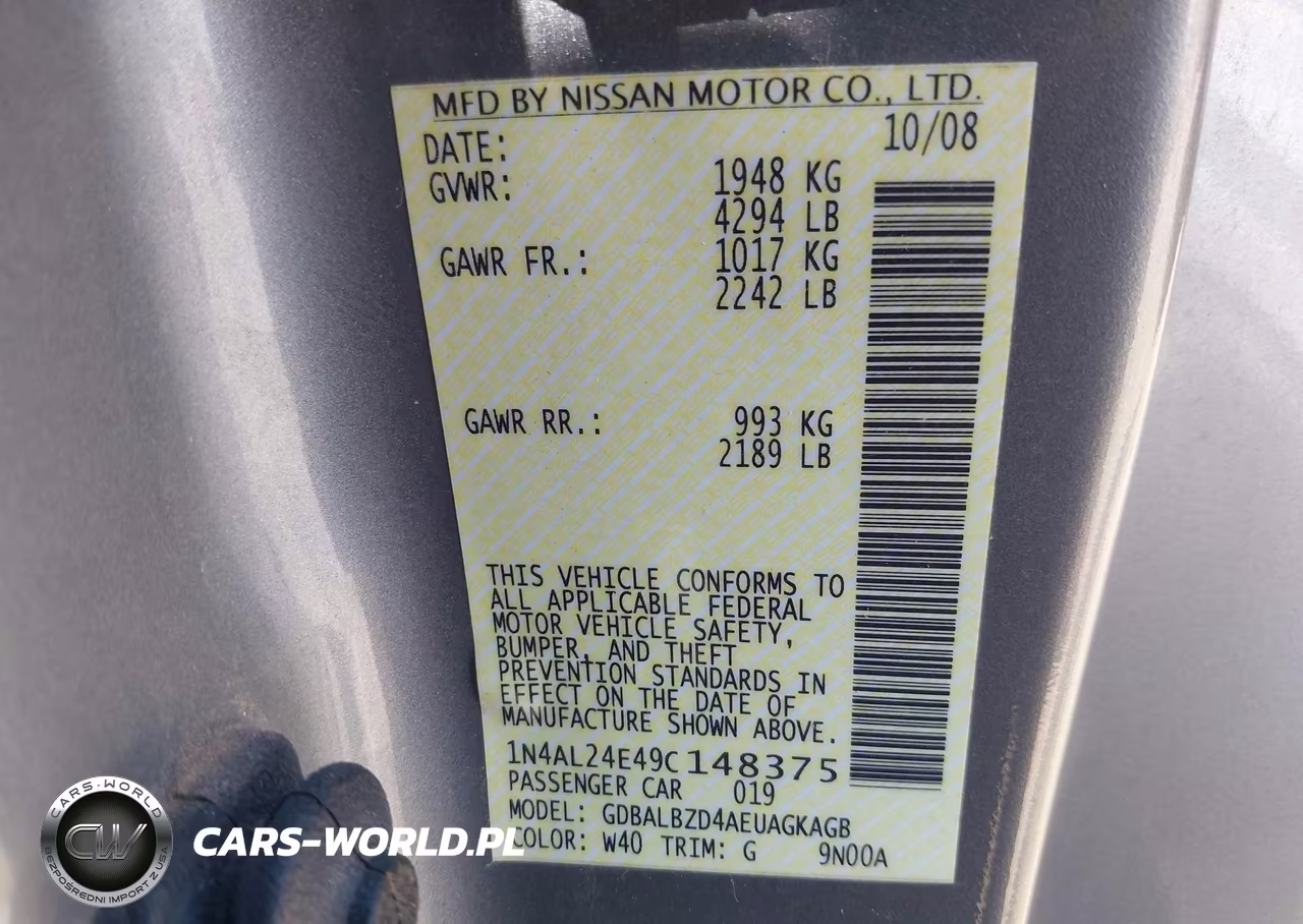 2009 Nissan Altima 2.5 S VIN:1N4AL24E49C148375 - 9