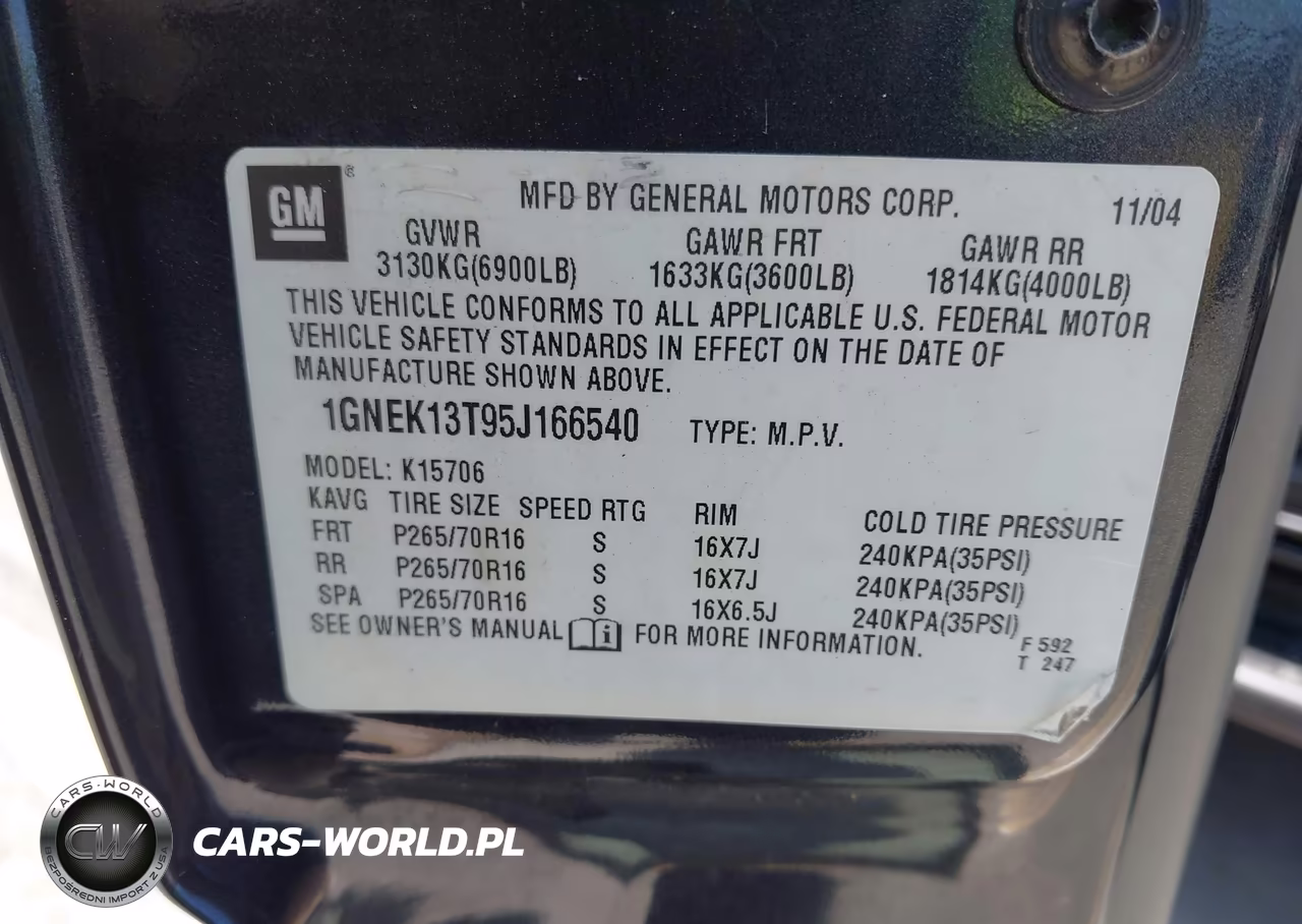 2005 Chevrolet Tahoe Ls VIN:1GNEK13T95J166540 - 9