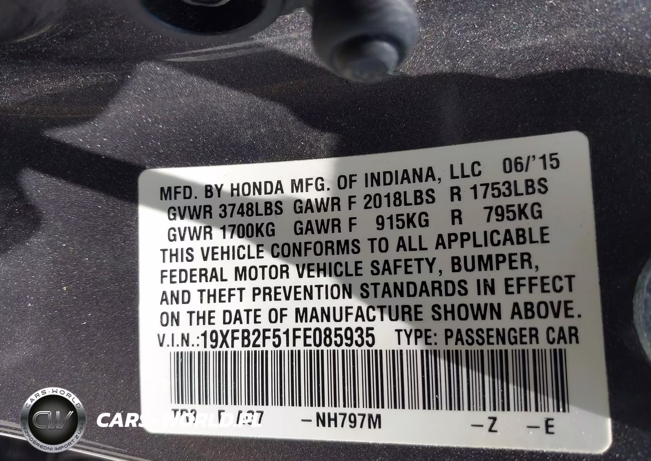 2015 Honda Civic Lx VIN:19XFB2F51FE085935 - 9