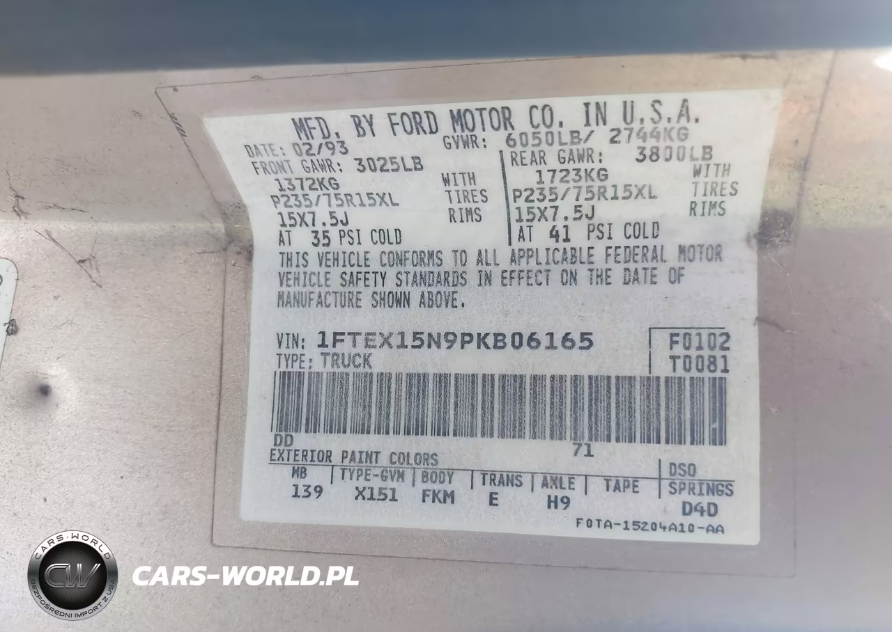 1993 Ford F150 VIN:1FTEX15N9PKB06165 - 9