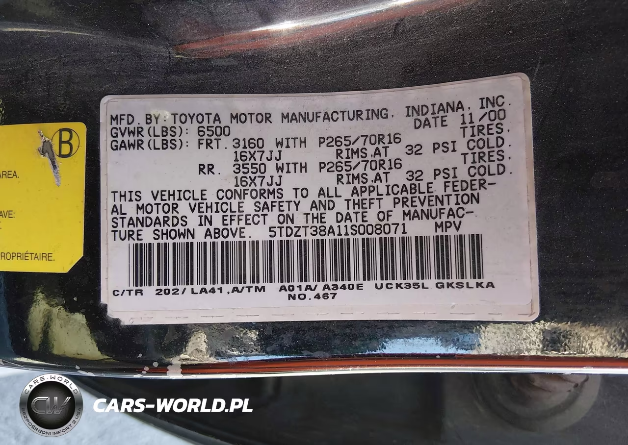 2001 Toyota Sequoia Limited V8 VIN:5TDZT38A11S008071 - 9