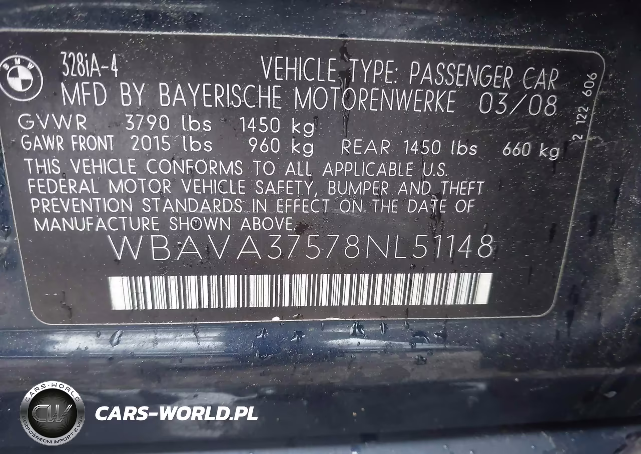 2008 BMW 328I VIN:WBAVA37578NL51148 - 9