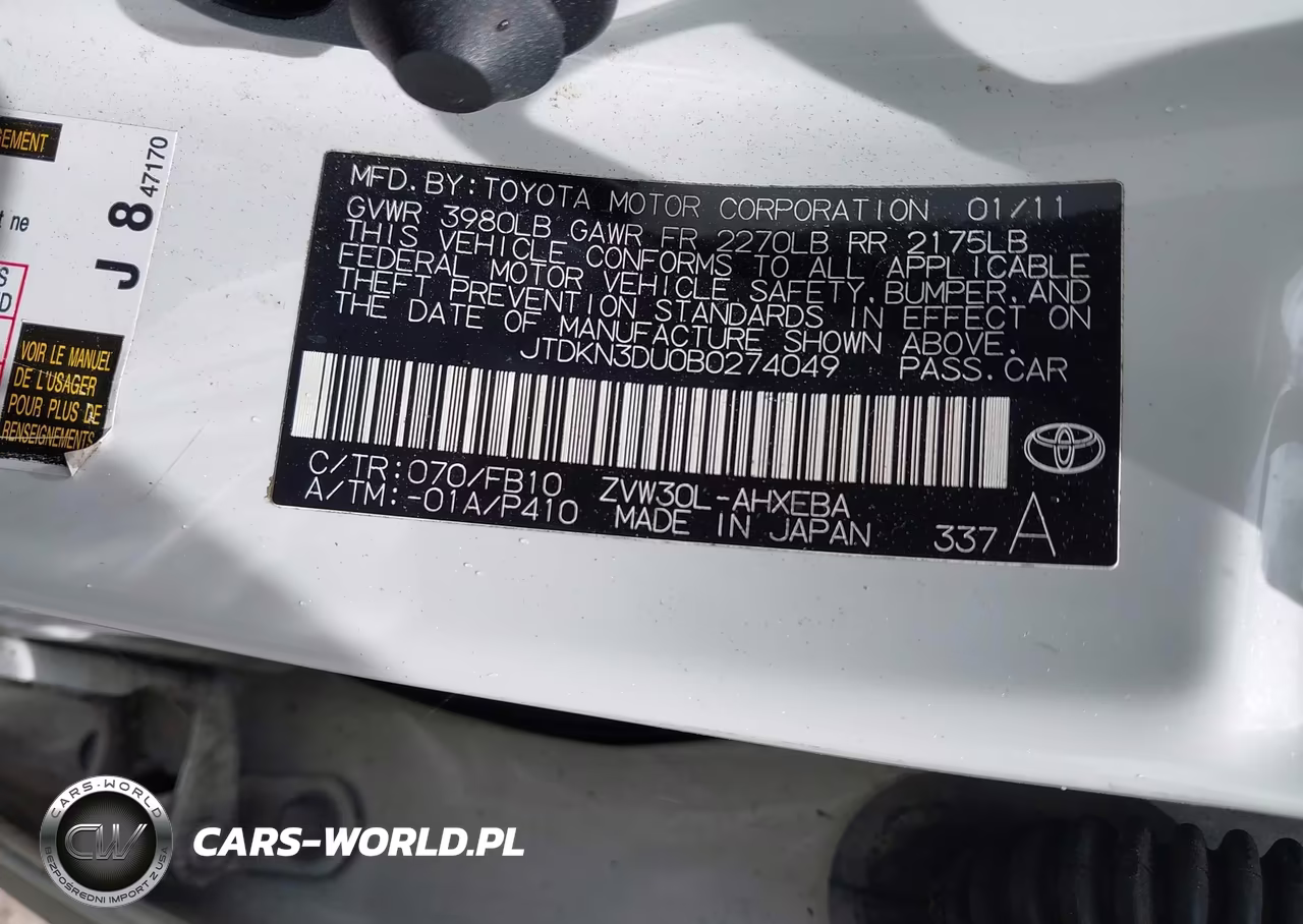 2011 Toyota Prius Two VIN:JTDKN3DU0B0274049 - 9