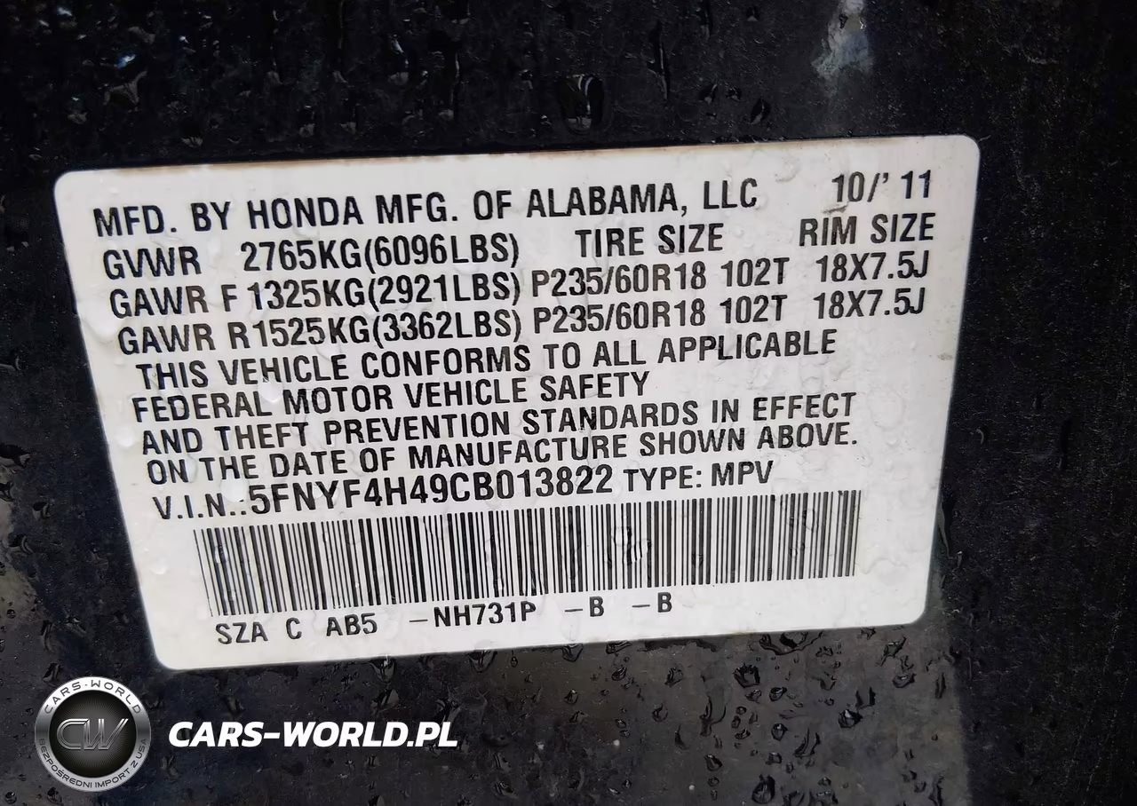 2012 Honda Pilot Ex VIN:5FNYF4H49CB013822 - 9