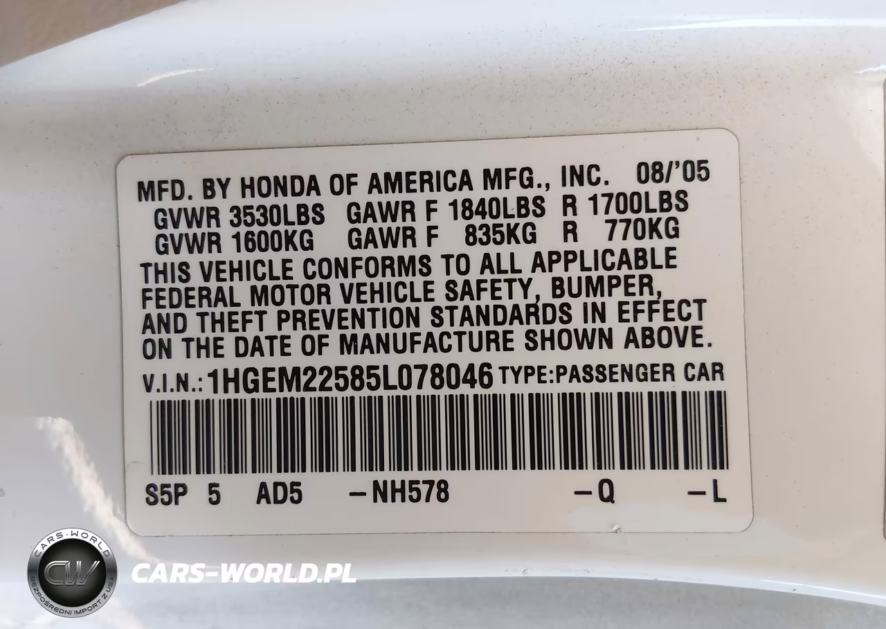 2005 Honda Civic Lx VIN:1HGEM22585L078046 - 9