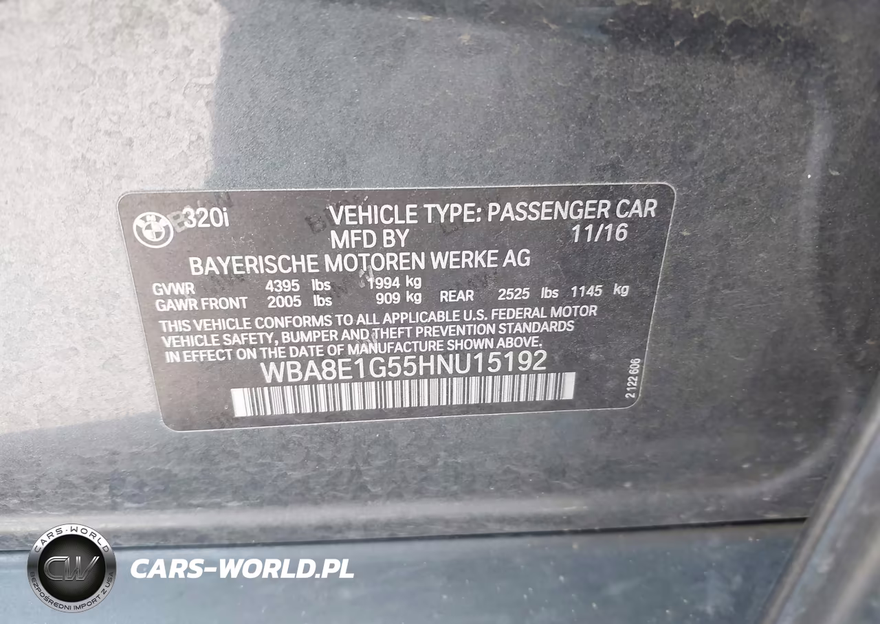 2017 BMW 320I VIN:WBA8E1G55HNU15192 - 9