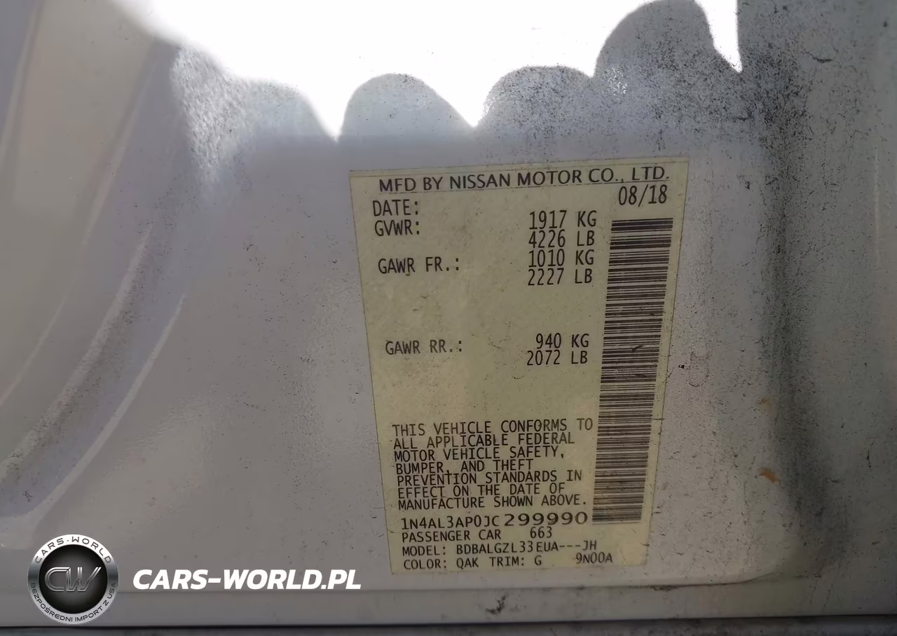2018 Nissan Altima 2.5 S VIN:1N4AL3AP0JC299990 - 9