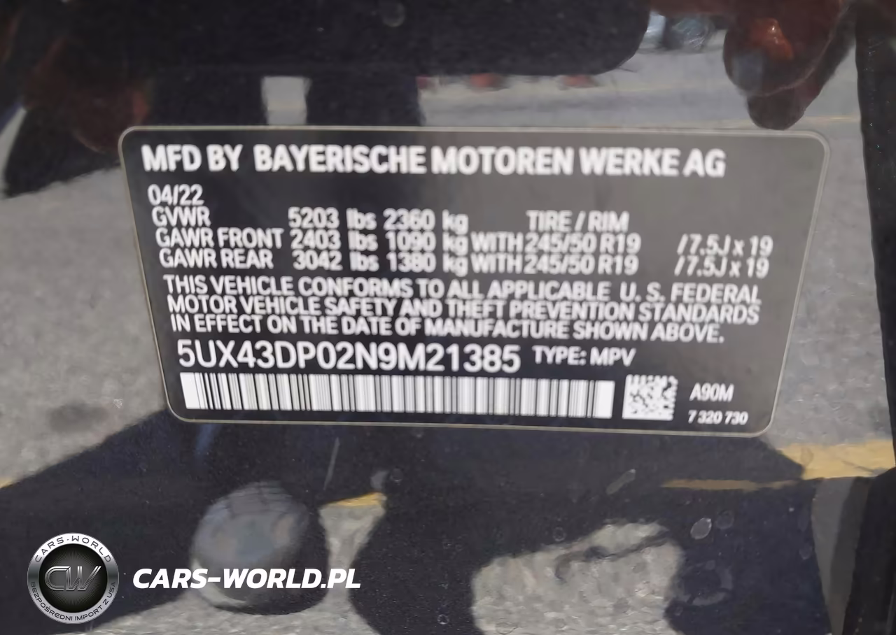 2022 BMW X3 Sdrive30I VIN:5UX43DP02N9M21385 - 9